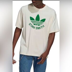 Adidas Trefoil Stan Smith Green Logo Tee. Size Medium